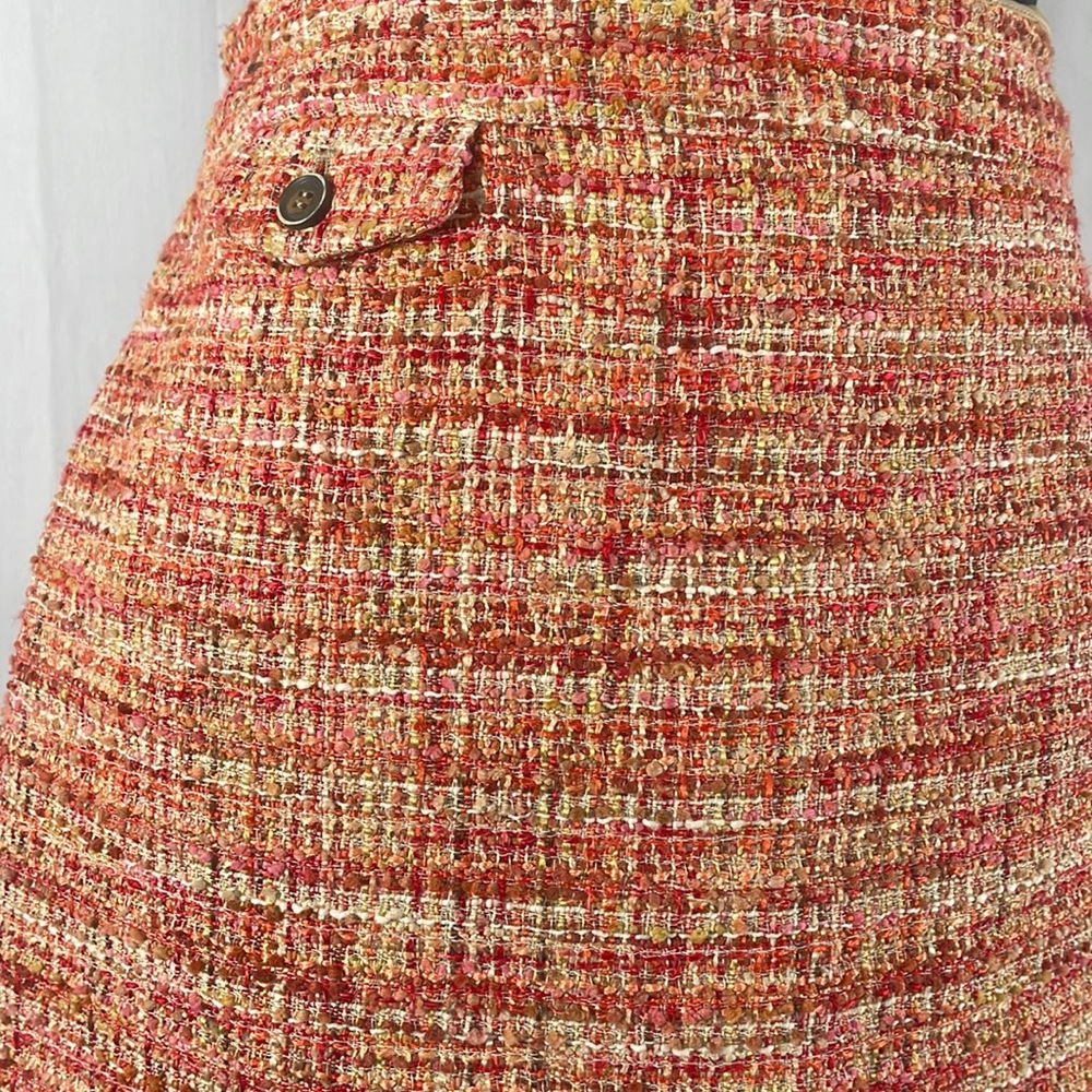 Kenar Orange, Tan, Ivory, Multi colored, Tweed, Lined skirt,Size 8 - Picture 8 of 8